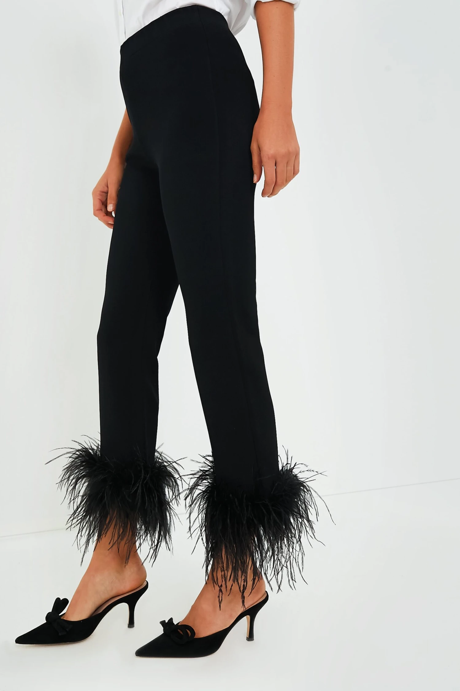 Black Feather Compression Knit Ashford Pants - Image 3
