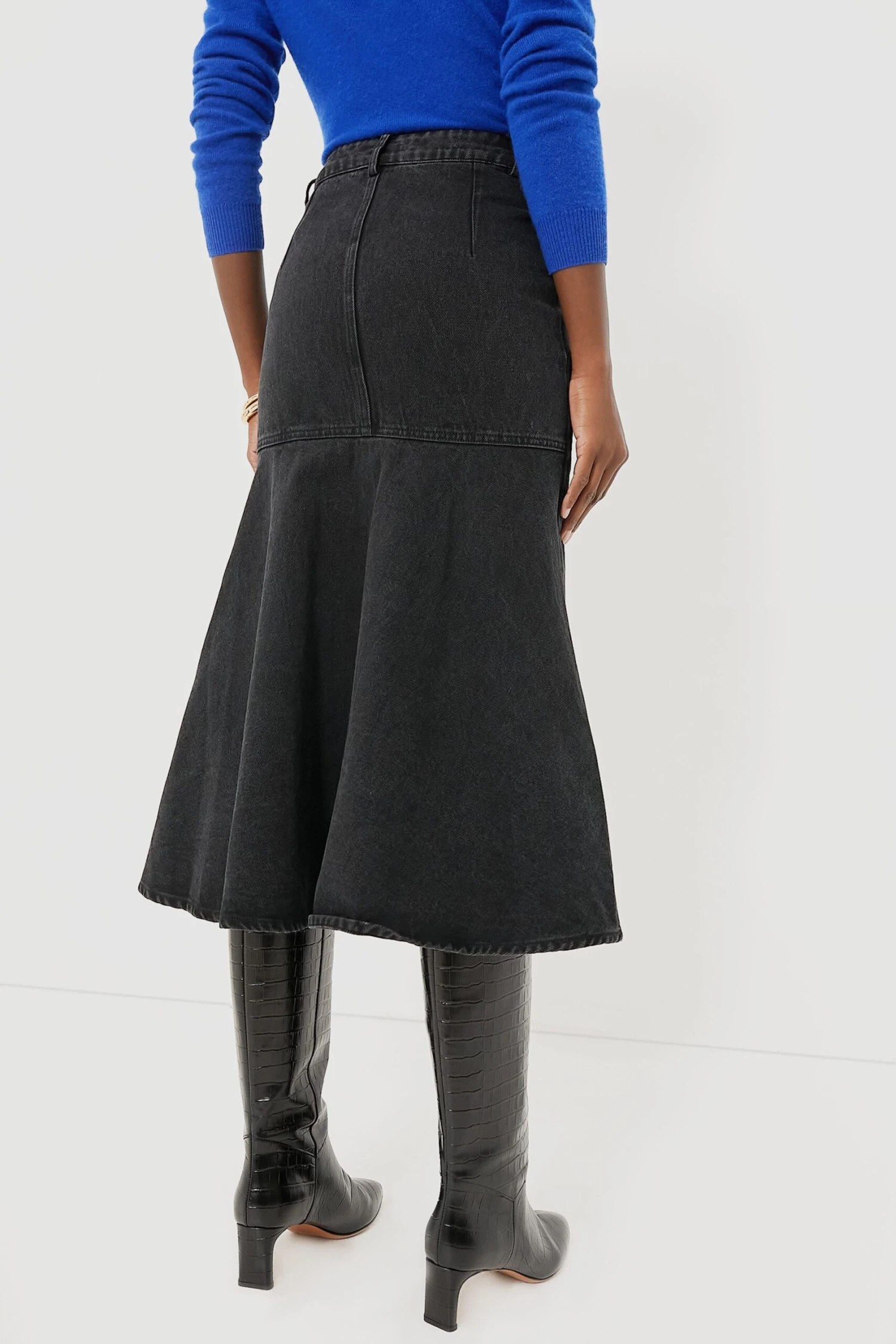 Washed Black Cyprus Midi Skirt - Image 4