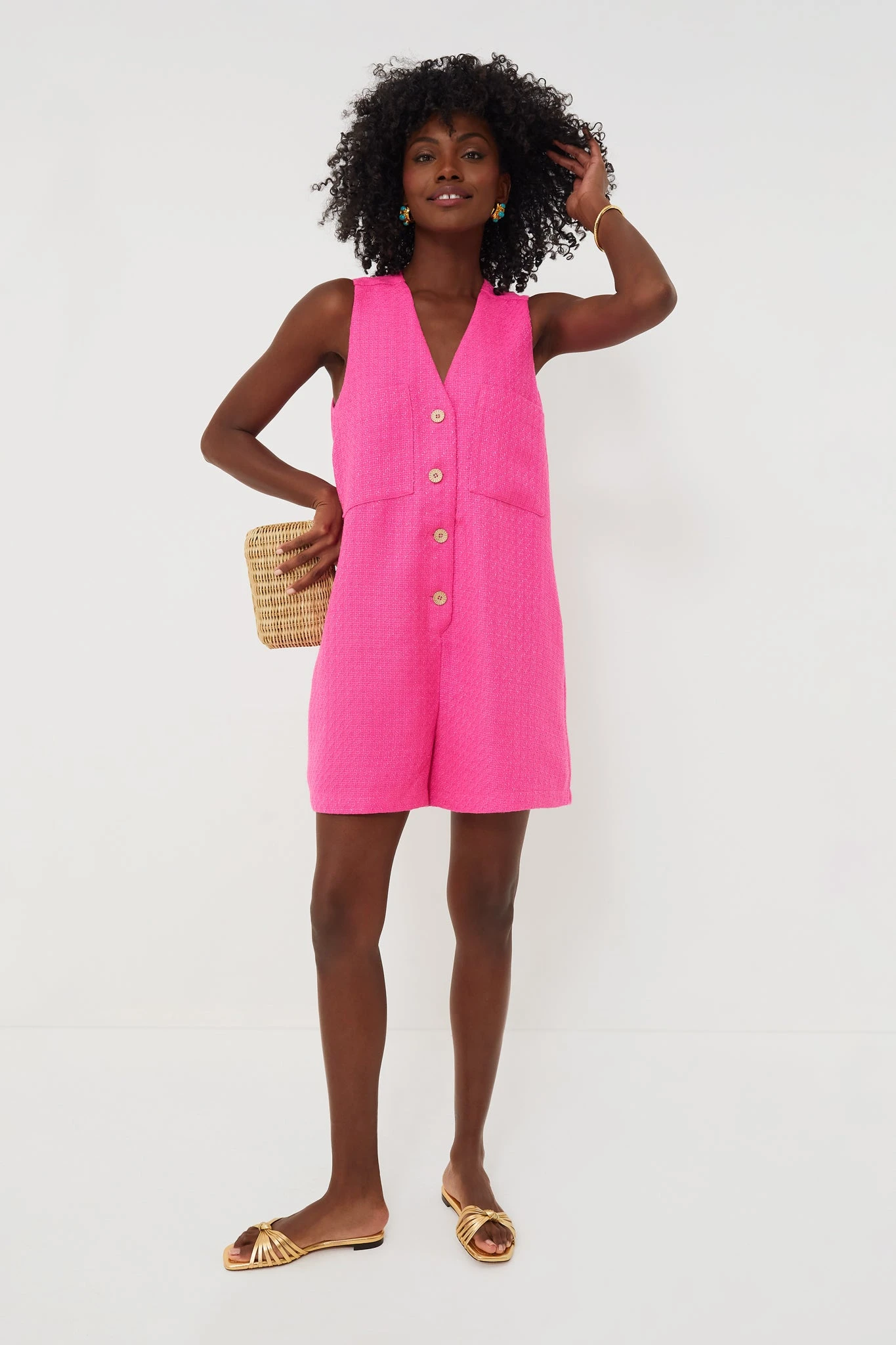 Hot Pink Textured Myla Romper - Image 6