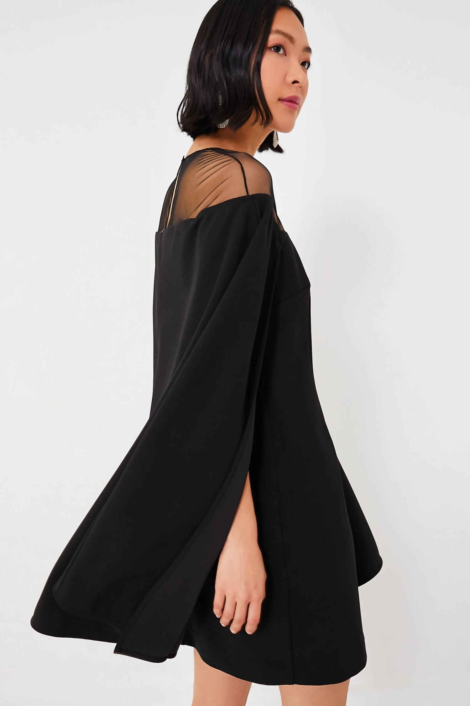 Black Estelle Cape Dress - Image 3