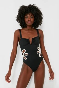 Black And Ivory Flora One Piece