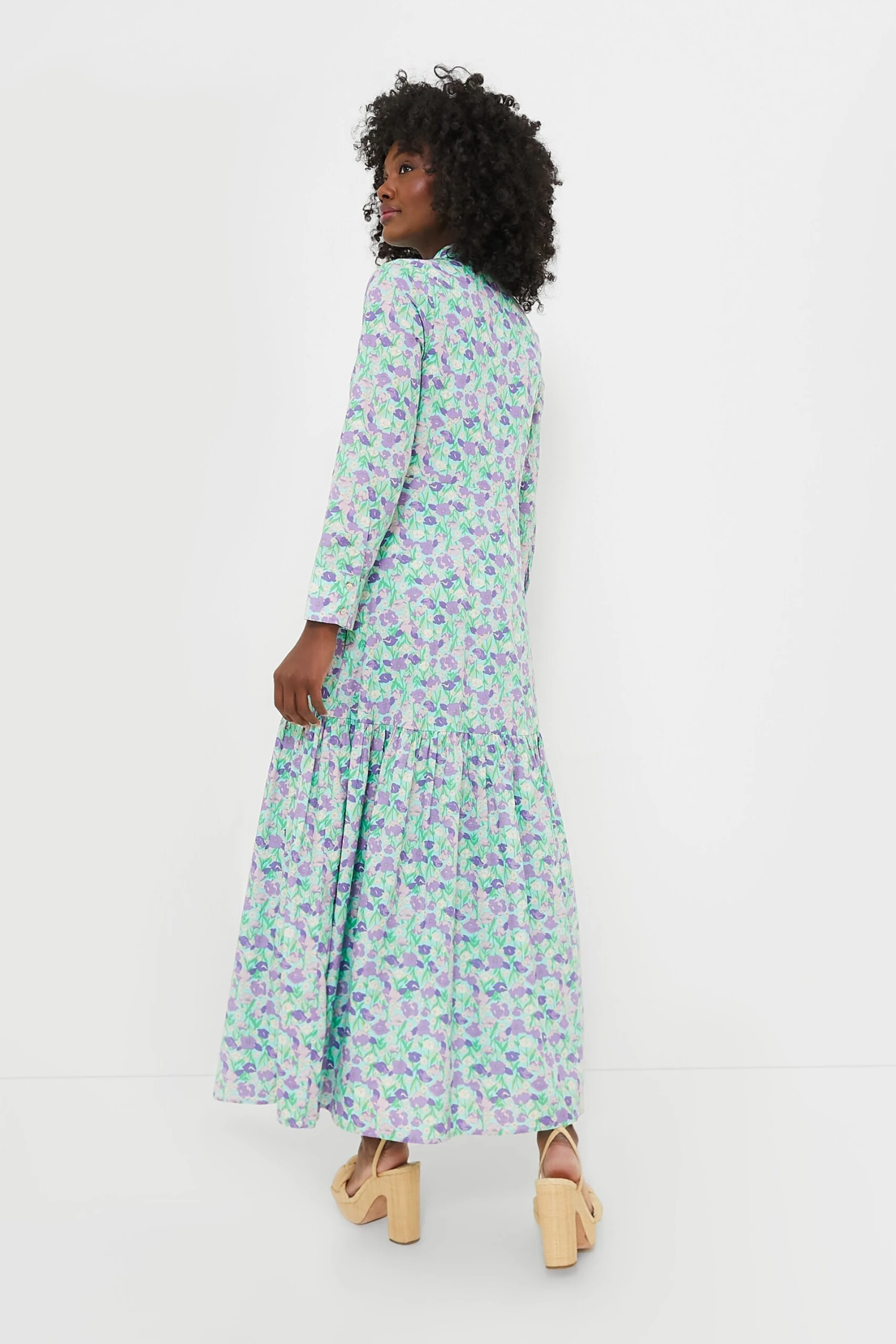 Blue Multi Floral Bellflower Maxi Dress - Image 4