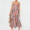 Brown Green Johanna Ikat Stripes Dress