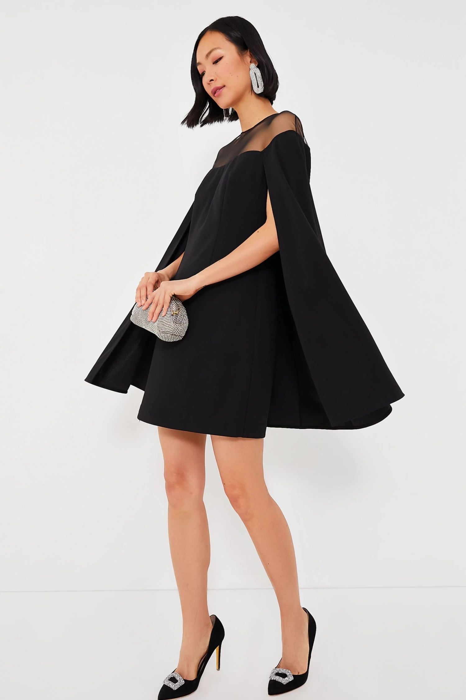 Black Estelle Cape Dress - Image 6
