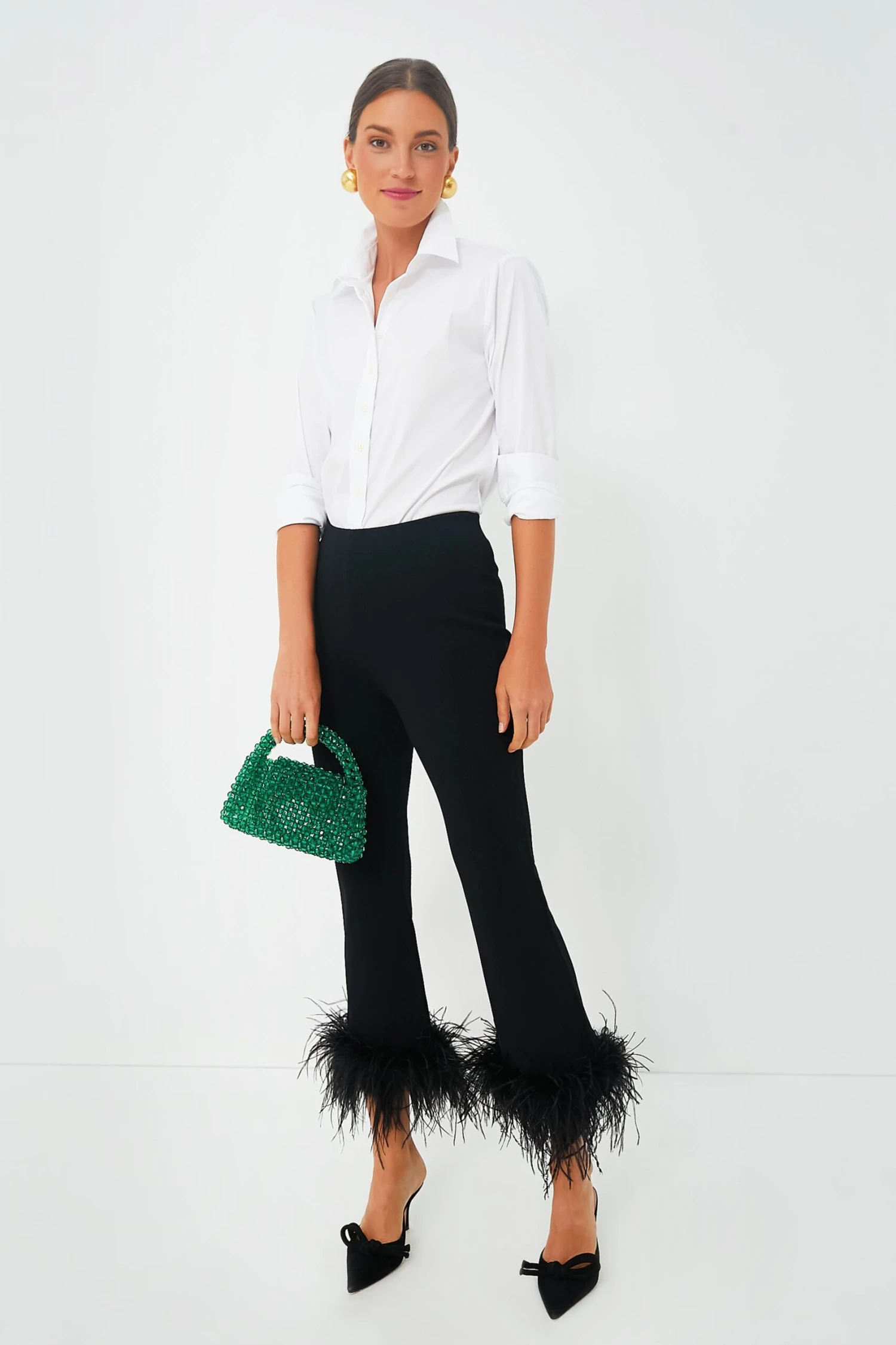 Black Feather Compression Knit Ashford Pants - Image 7