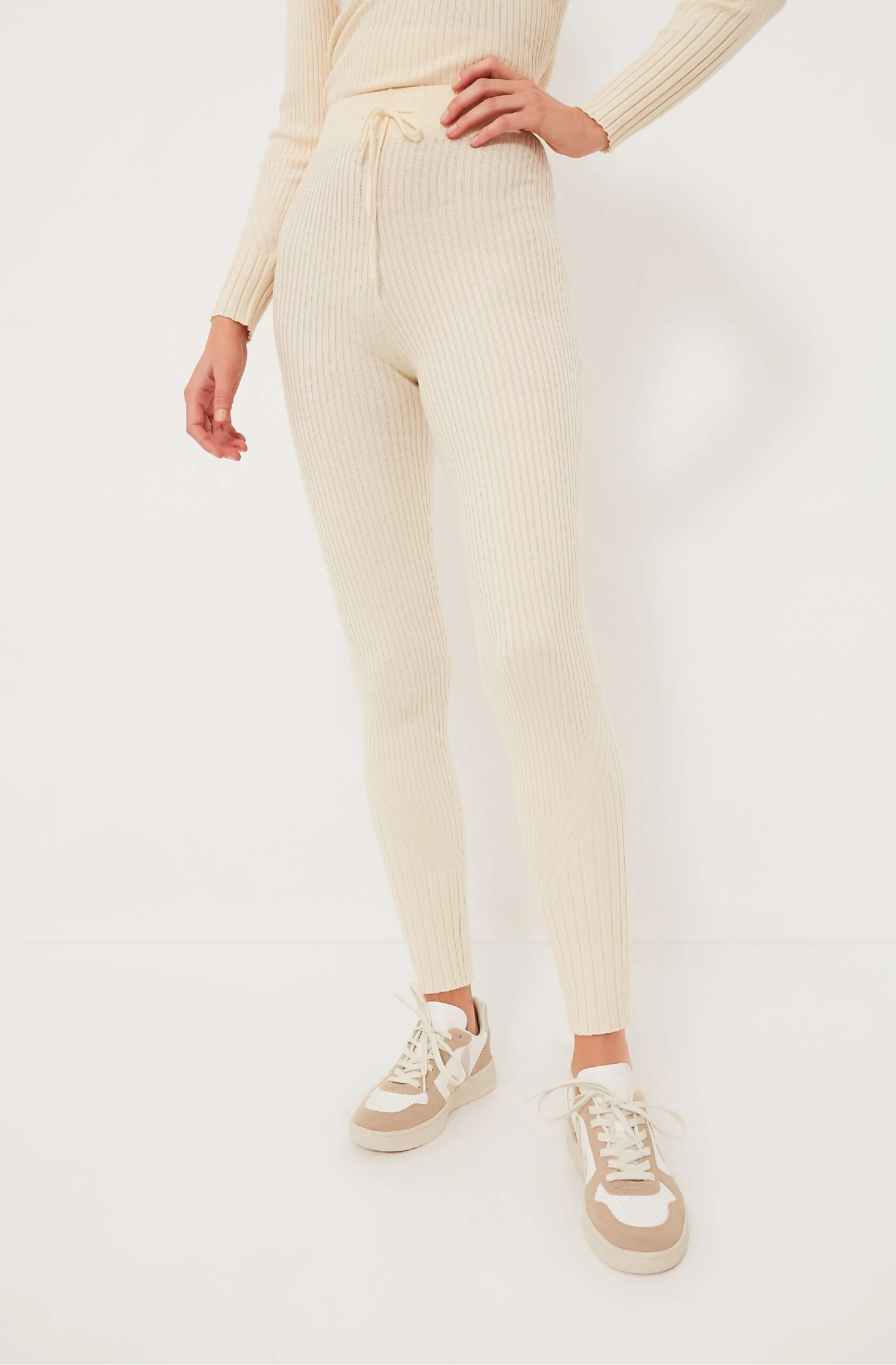 Varley Whitecap Grey Mocado Rib Knit Legging