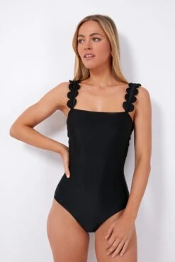 Exclusive Black Bubble Swimsuit With Straps