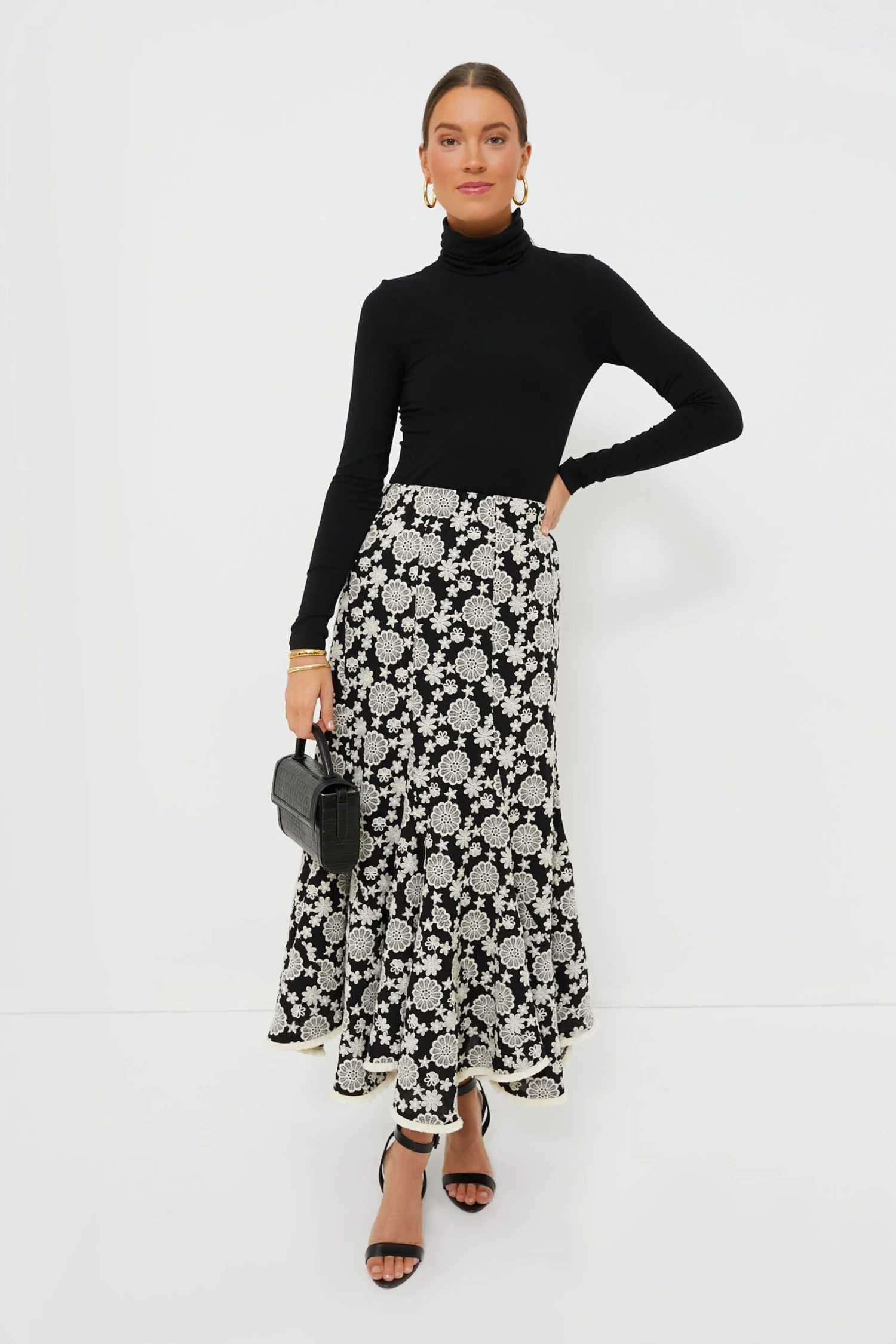 Black & Ivory Eyelet Violet Maxi Skirt - Image 2