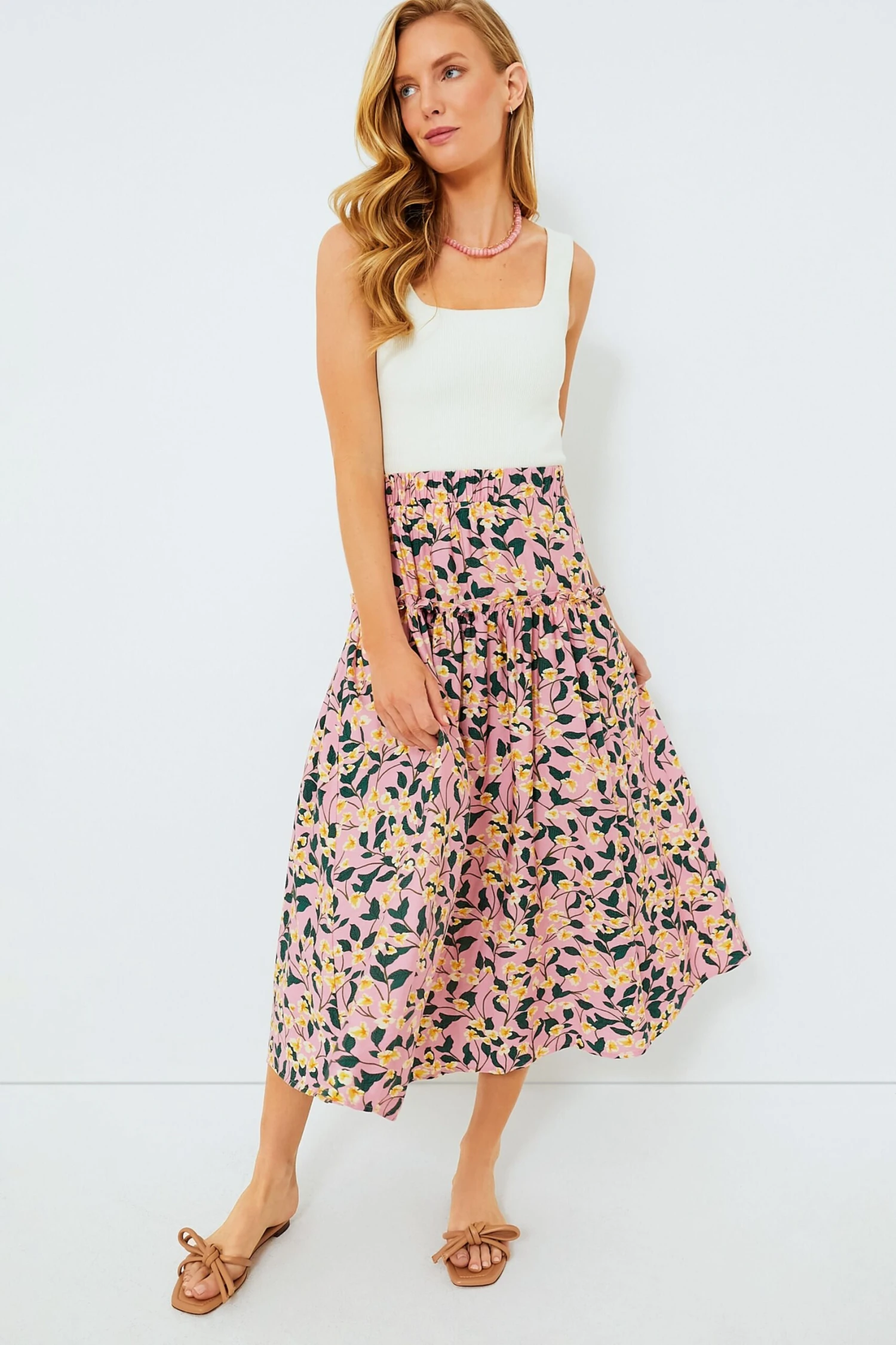 Exclusive Pink Multi Ruffled Maxi Skirt - Image 2