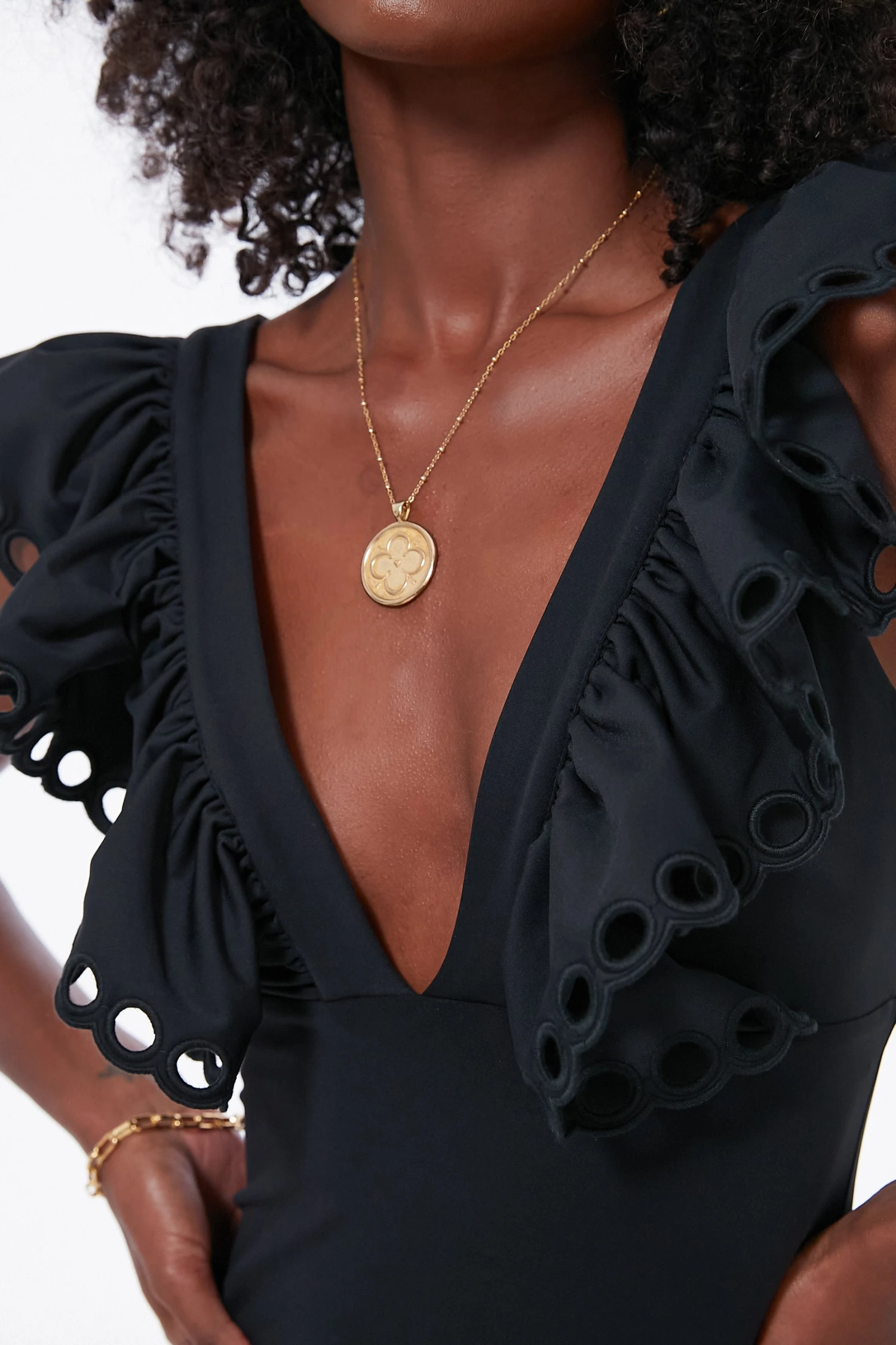 Black Siena Ruffle Scallop One Piece - Image 5