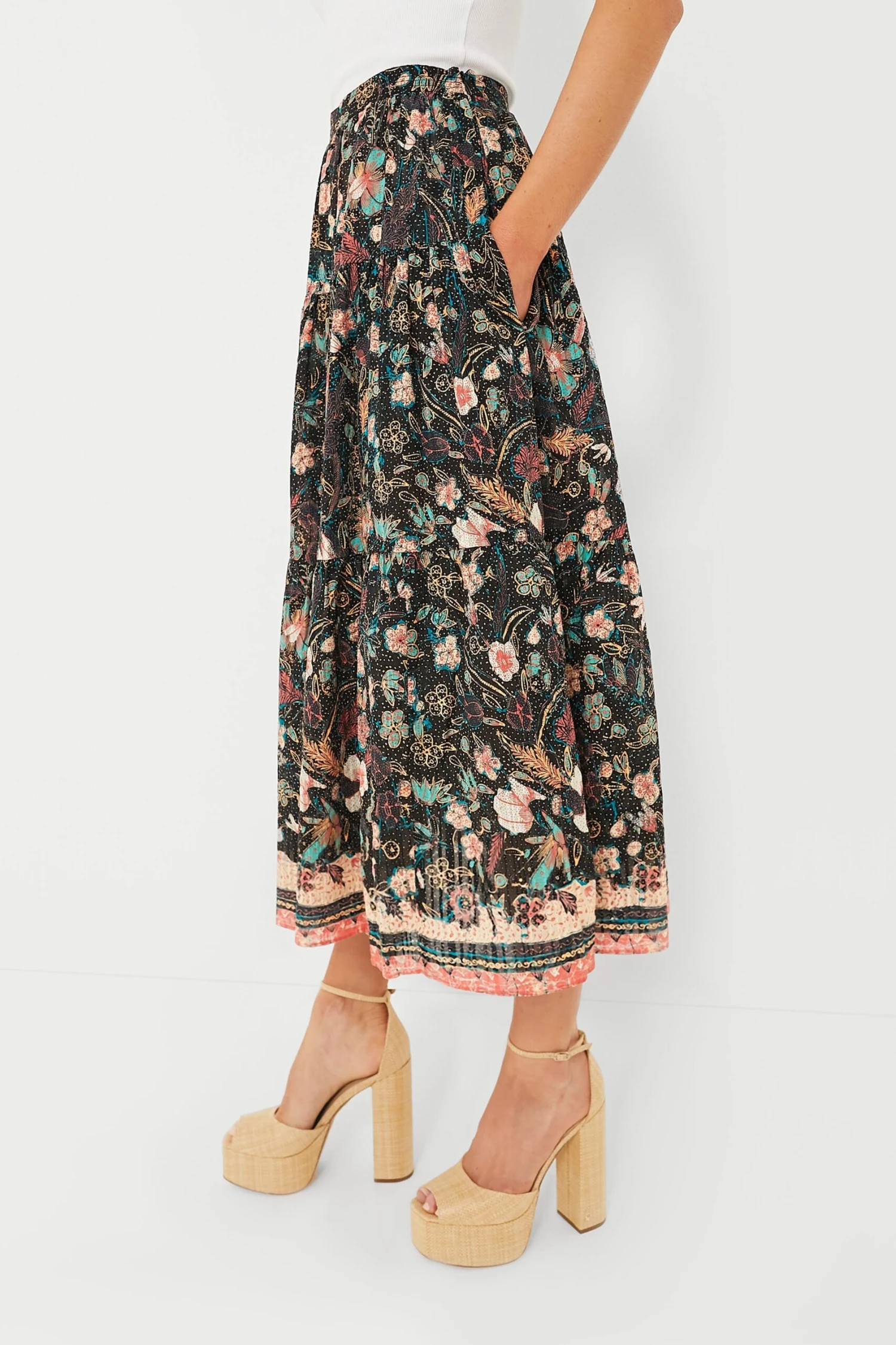 ULLA JOHNSON Obsidian Botanica Cambrie Skirt - Image 3