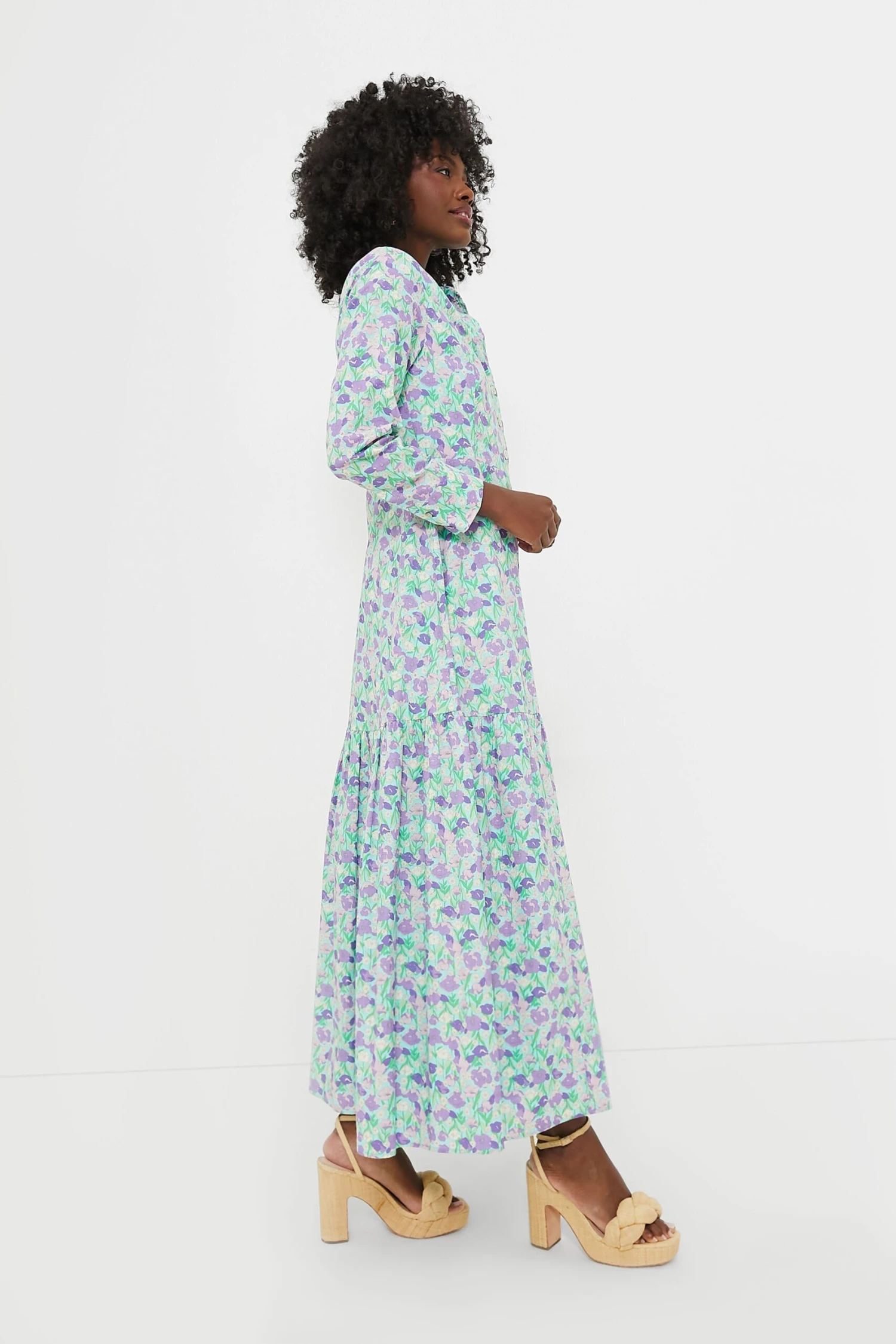 Blue Multi Floral Bellflower Maxi Dress - Image 3