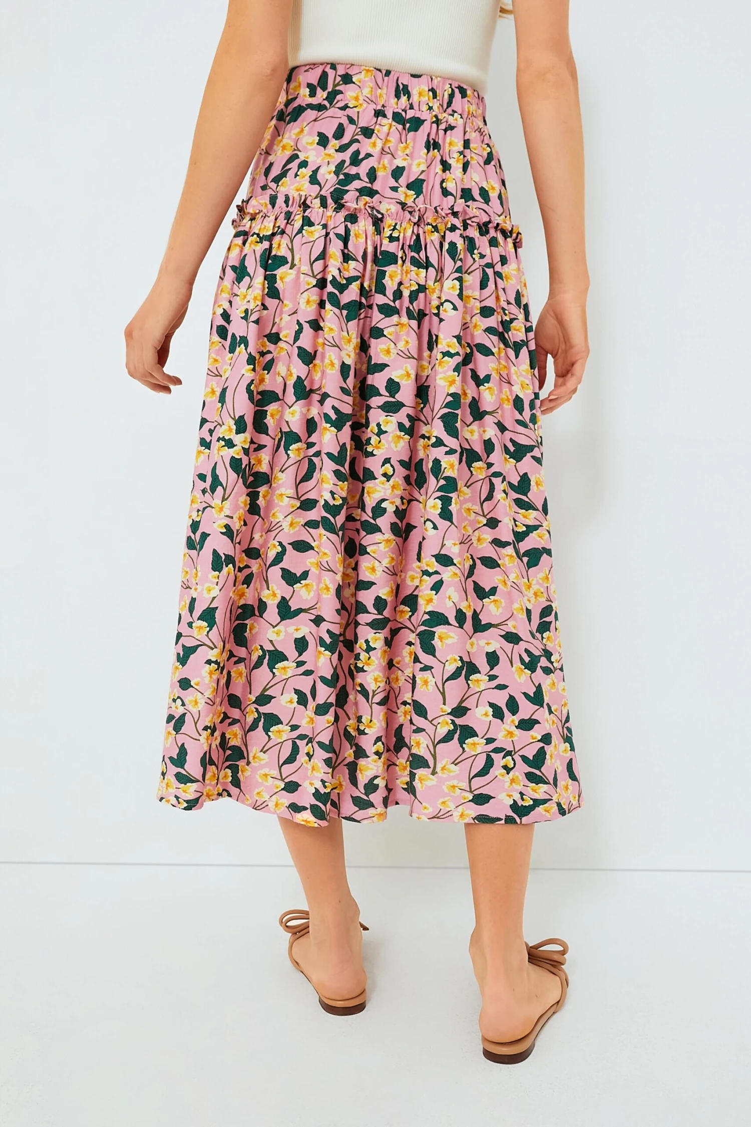 Exclusive Pink Multi Ruffled Maxi Skirt - Image 4