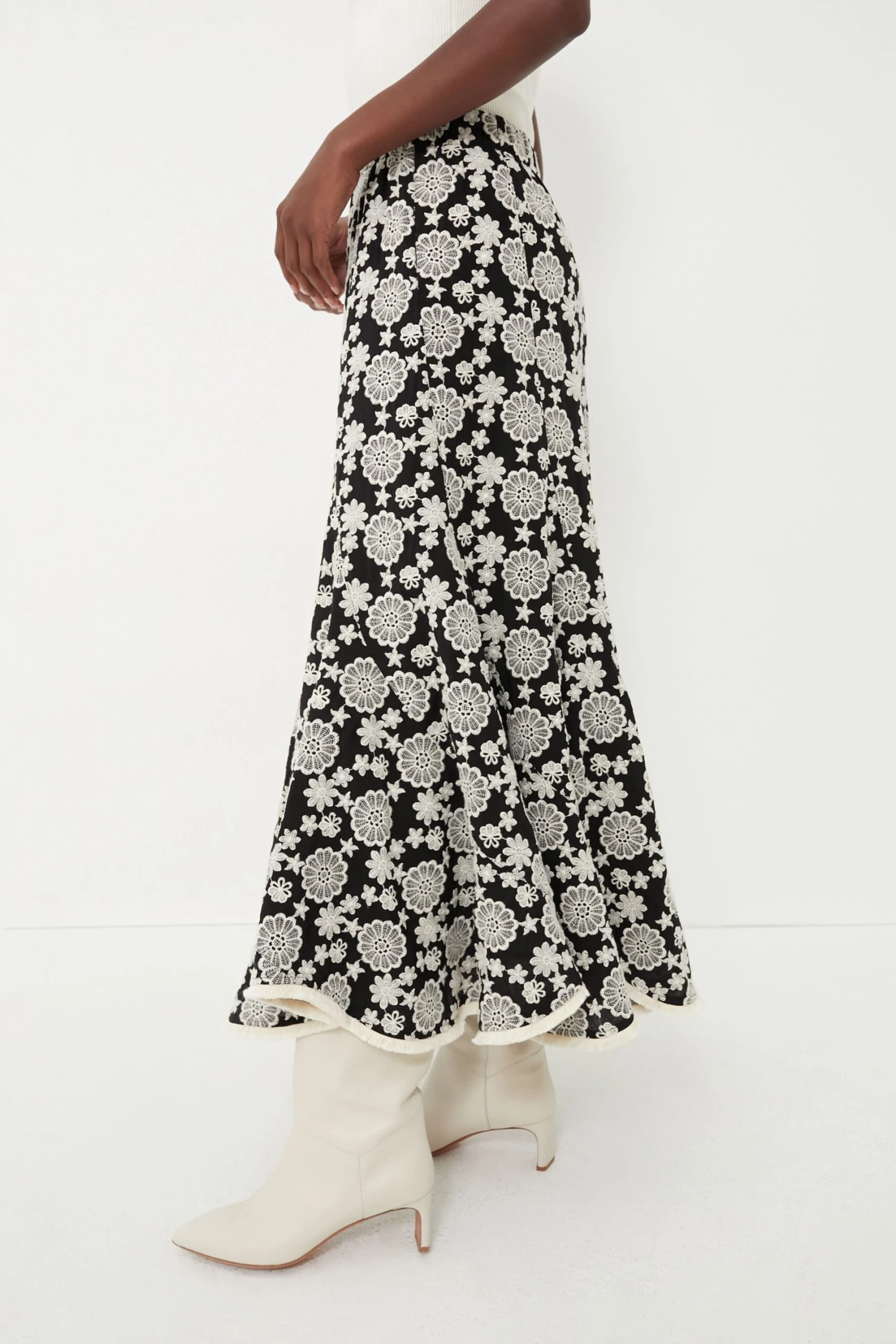 Black & Ivory Eyelet Violet Maxi Skirt - Image 3