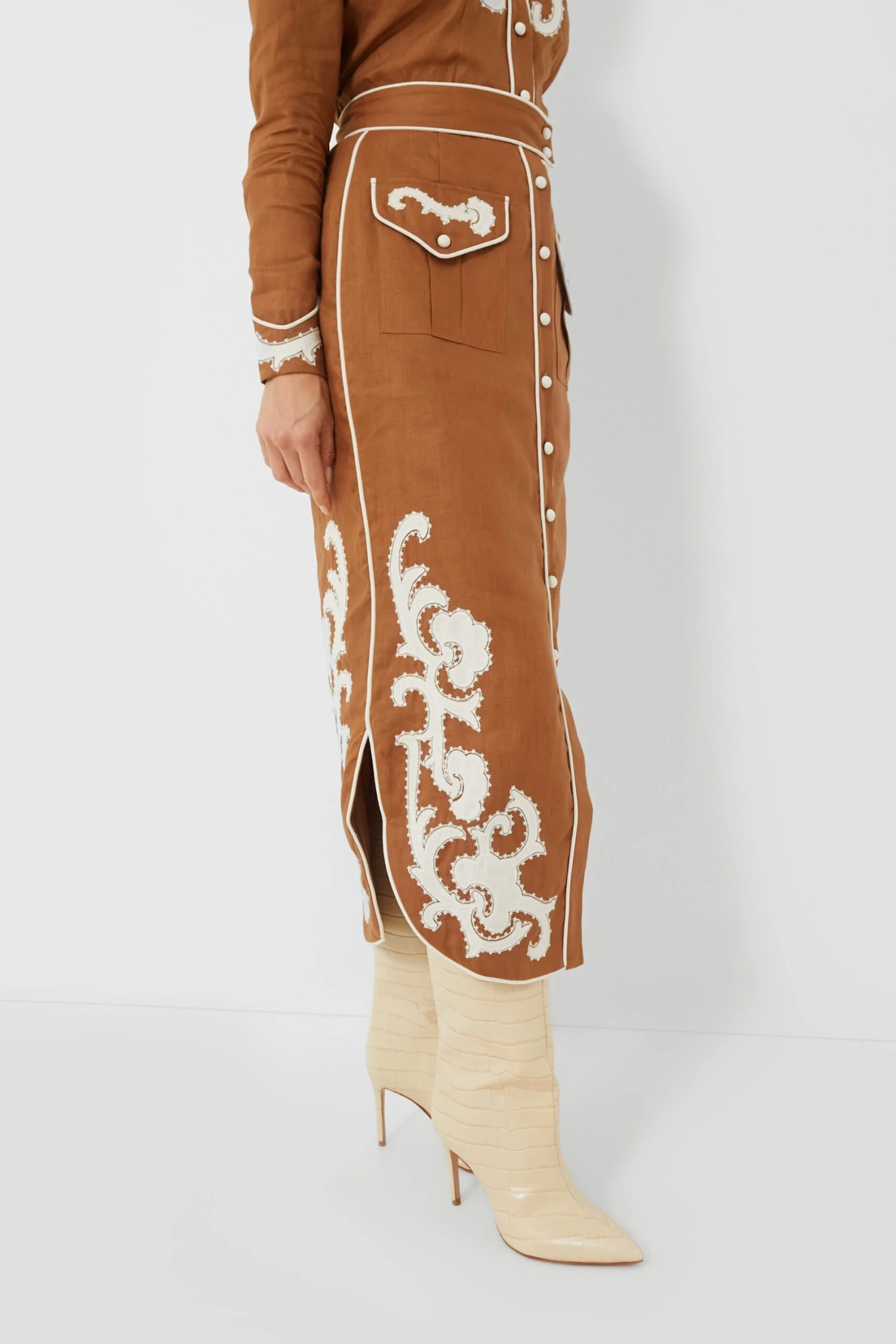 Tobacco Ruby Applique Skirt - Image 3