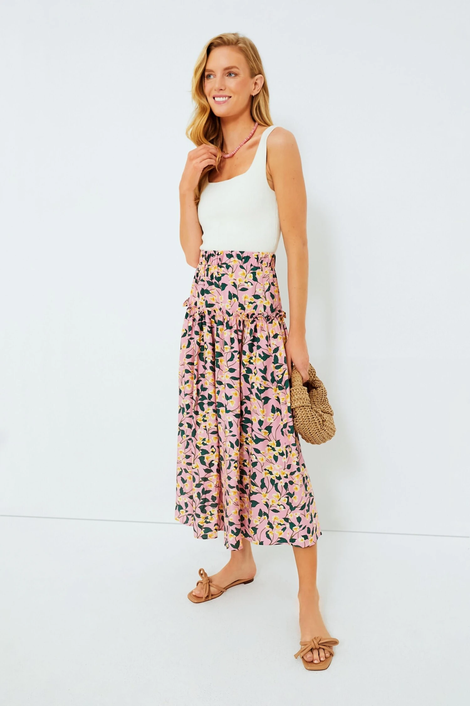 Exclusive Pink Multi Ruffled Maxi Skirt - Image 6