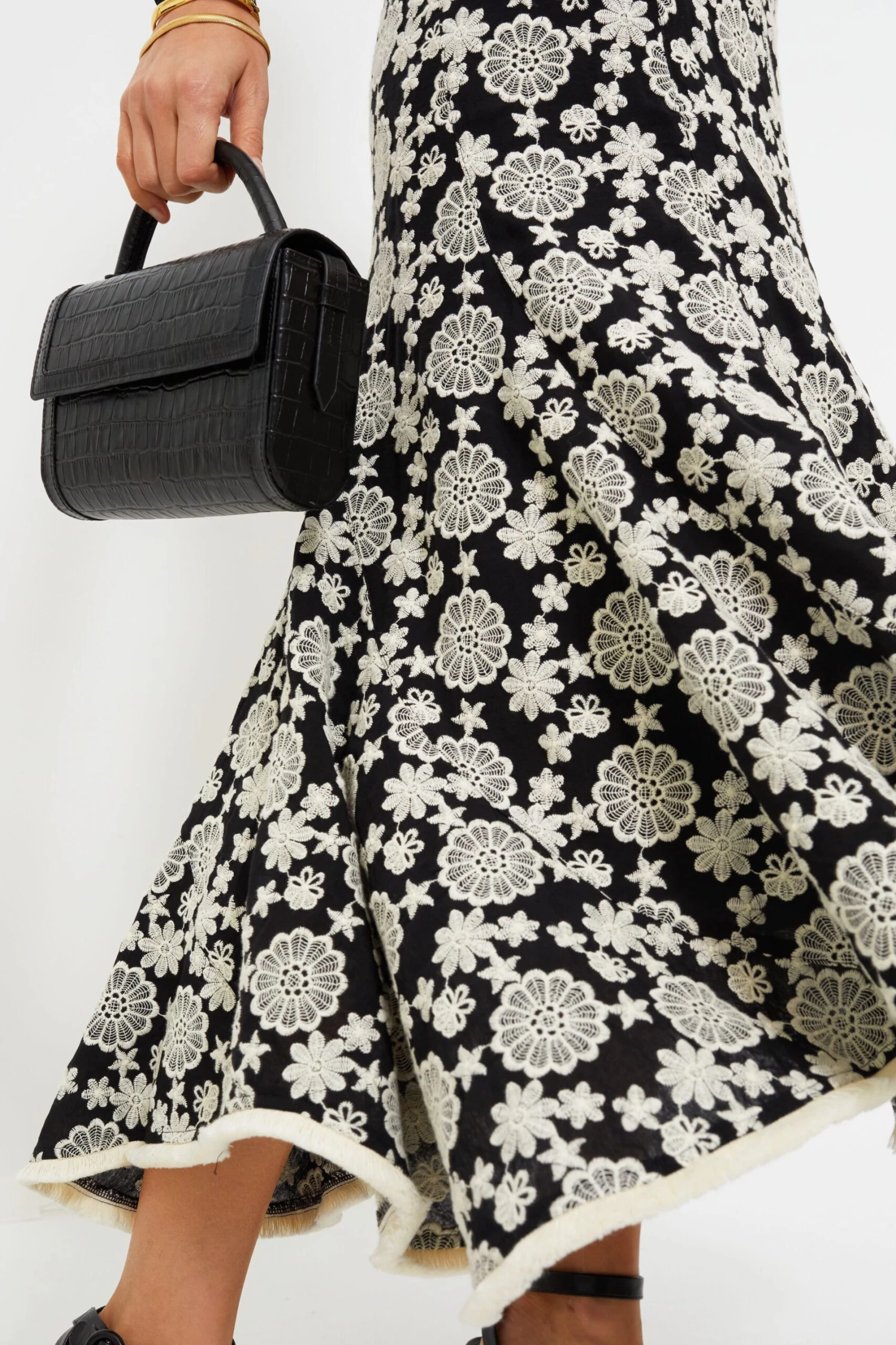 Black & Ivory Eyelet Violet Maxi Skirt - Image 6