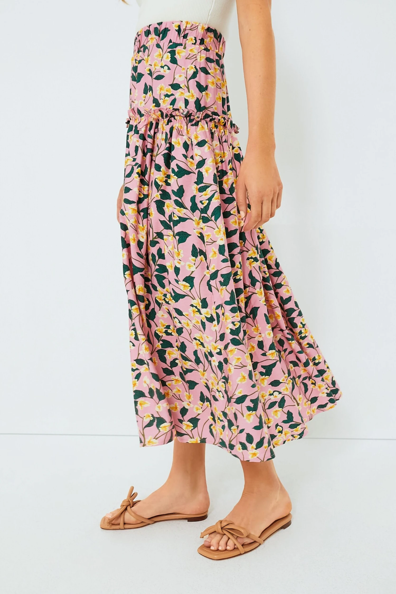Exclusive Pink Multi Ruffled Maxi Skirt - Image 3