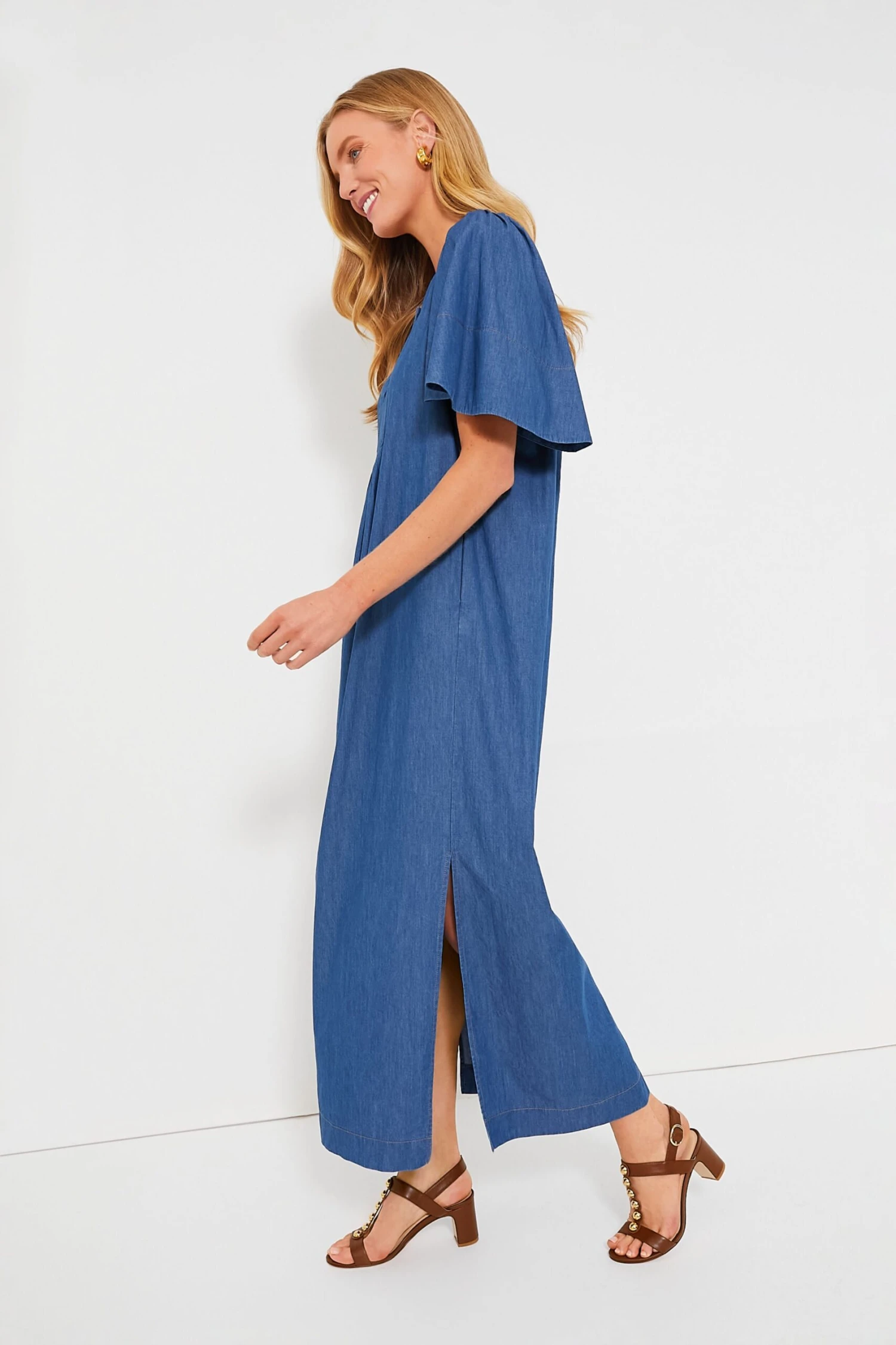 Denim Finley Flutter Sleeve Maxi Dress - Image 3