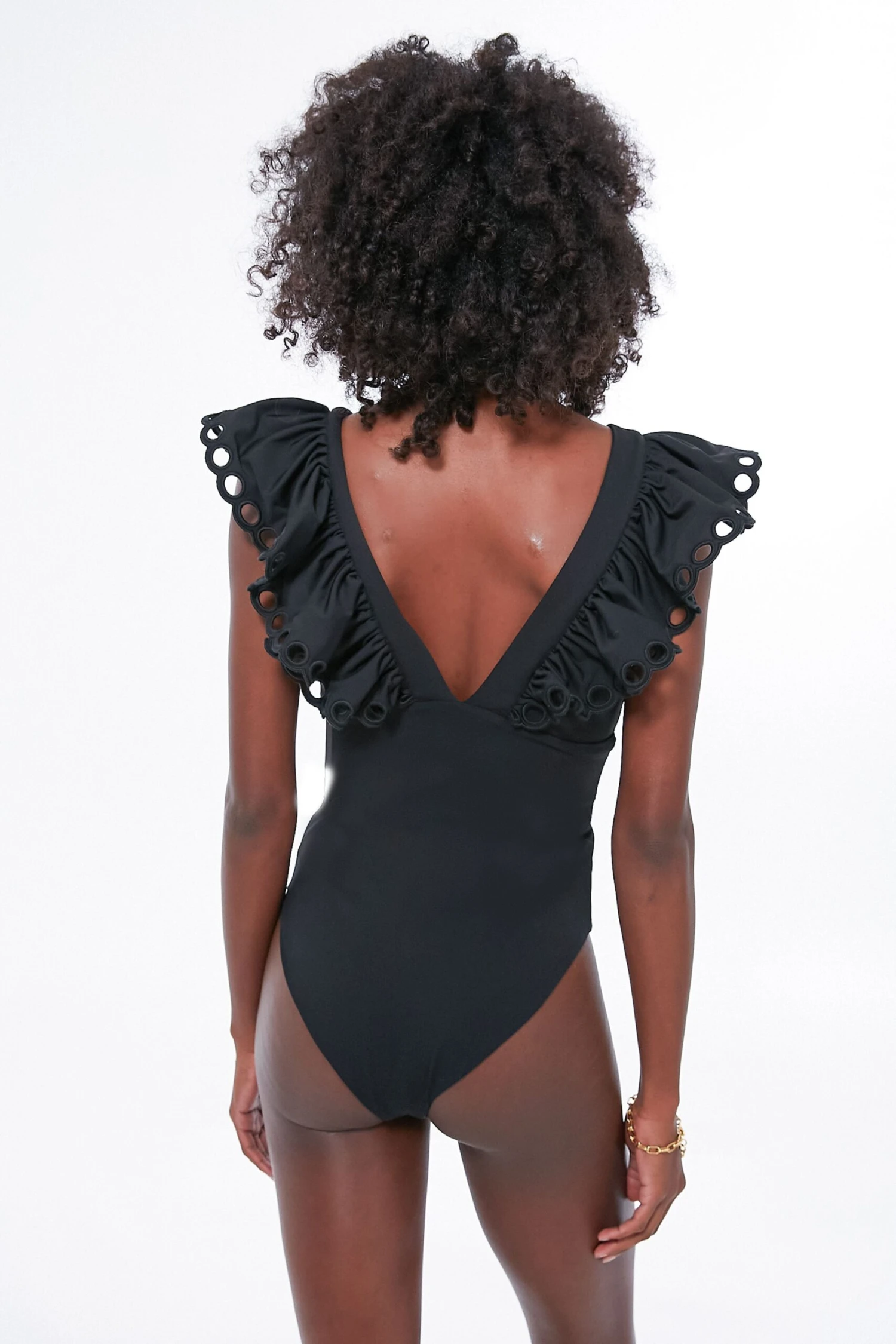 Black Siena Ruffle Scallop One Piece - Image 4