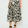 Exclusive Ivory Floral Midi Skirt
