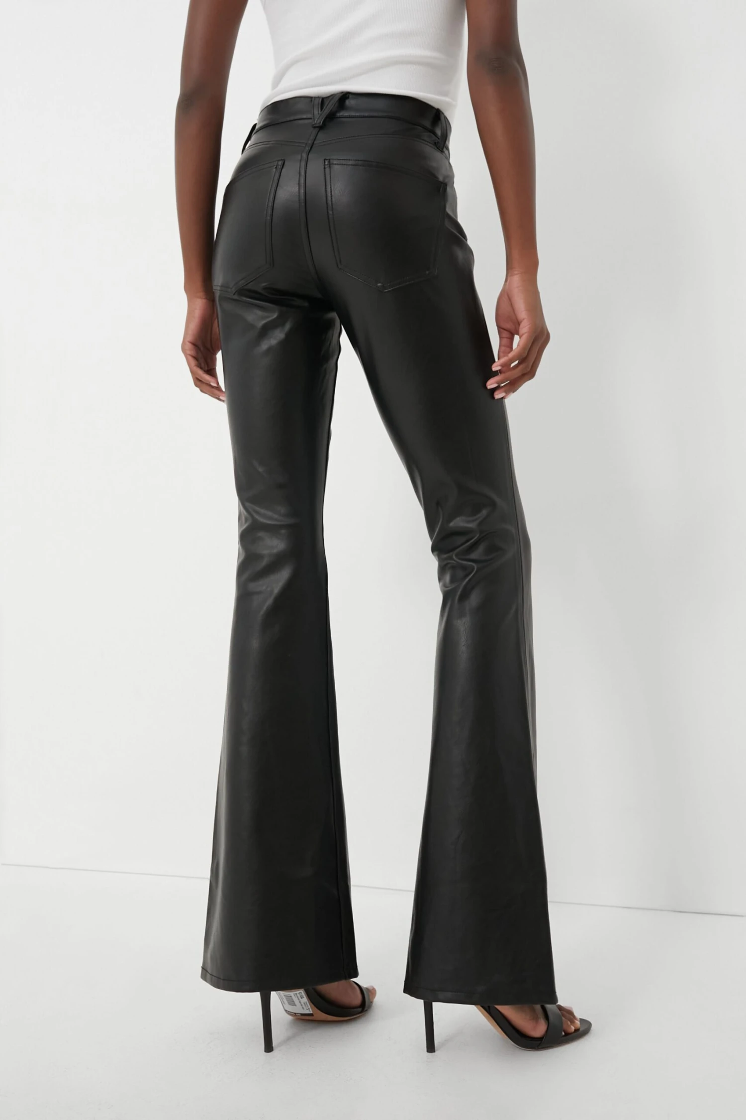 Veronica Beard Black Vegan Leather Beverly High Rise Skinny Flare - Image 4