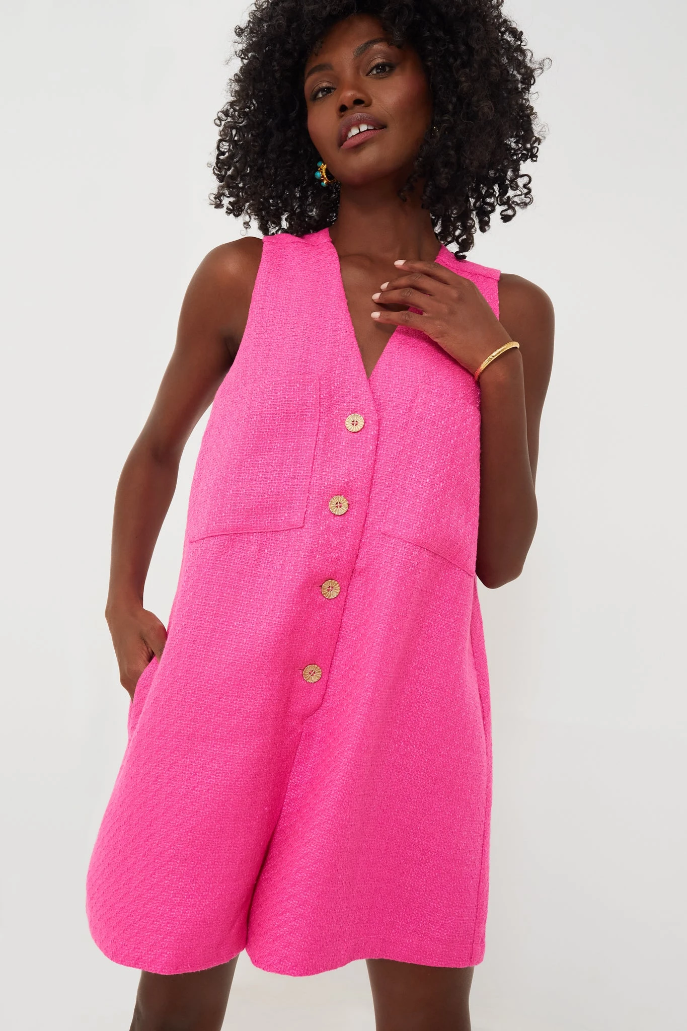 Hot Pink Textured Myla Romper - Image 2